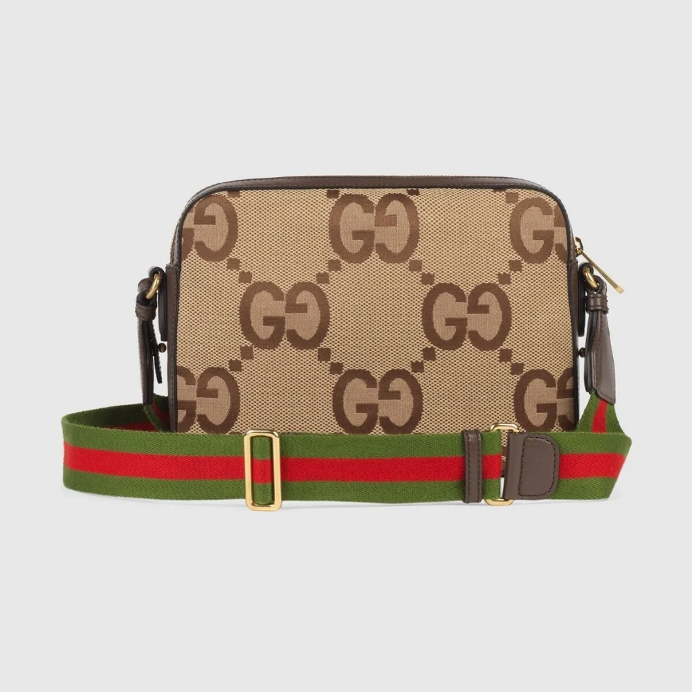 Gucci Beige & Brown Jumbo GG Messenger Bag